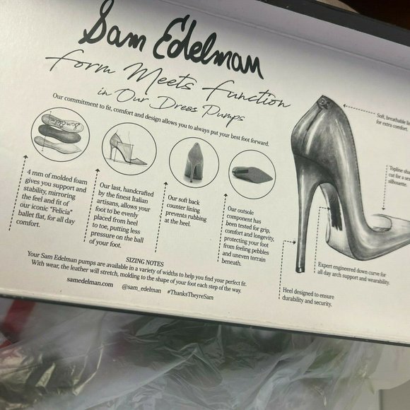 Sam Edelman Leather Slingback Pumps Denia Black Heels Shoes Women sz 5 NEW - Picture 6 of 7